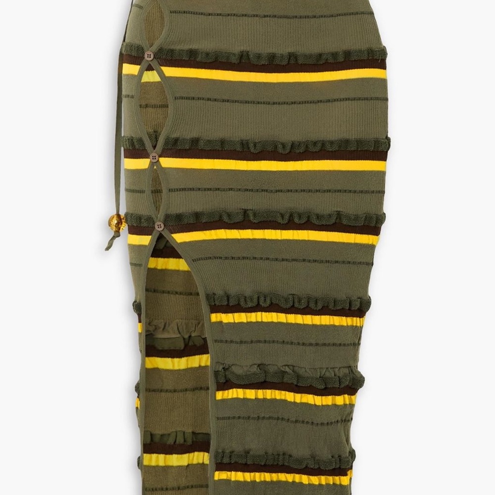 Jacquemus Green & Yellow Midi Skirt with Ruffle and Ruch Details 8/10. Stretchs!